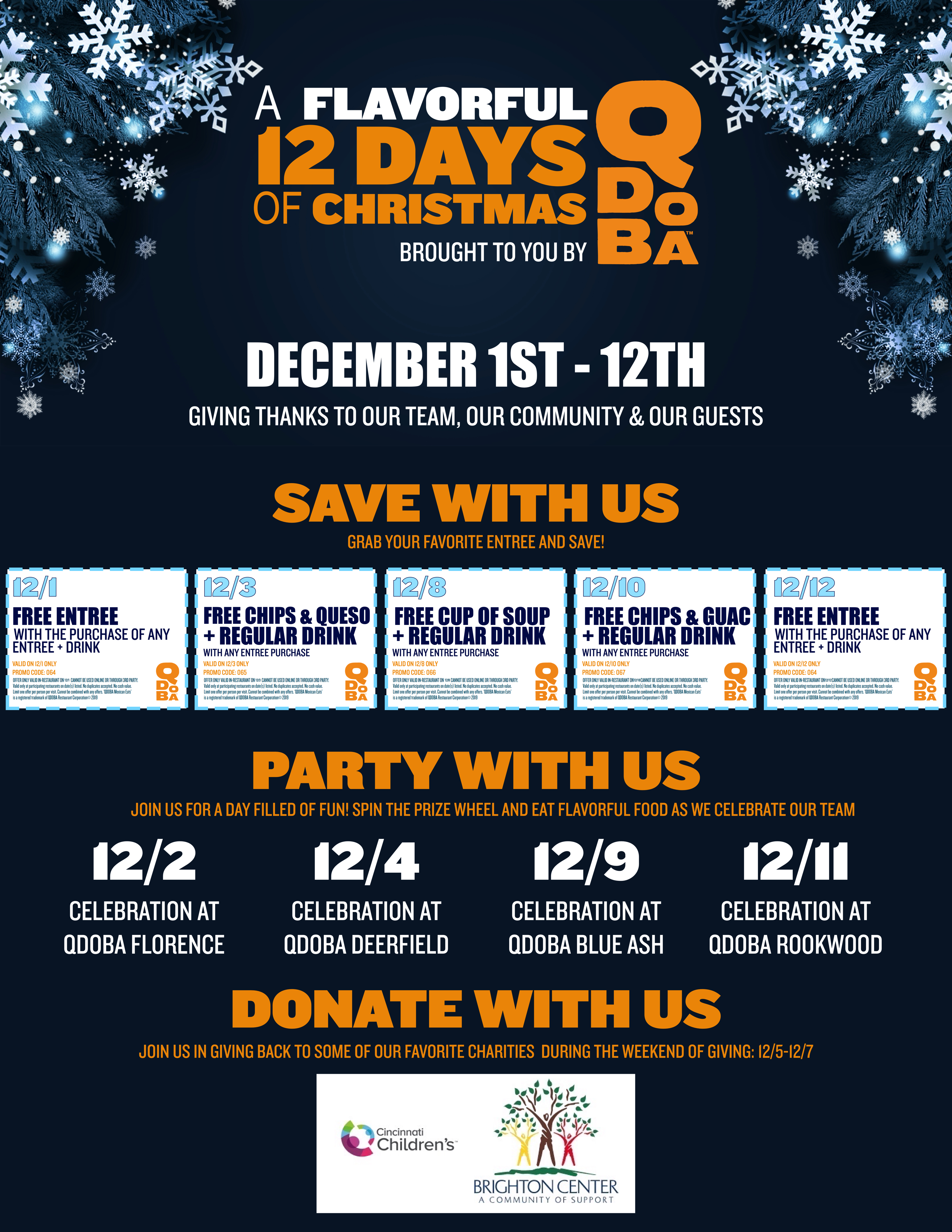 The 12 Days of Christmas start 12/1 at Qdoba